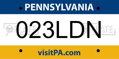 023LDN Pennsylvania License Plate