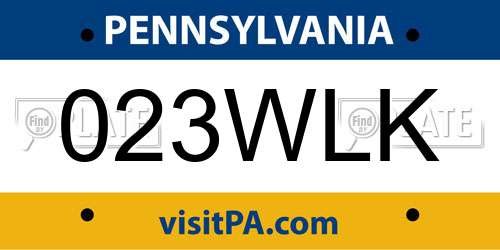 023WLK Pennsylvania License Plate