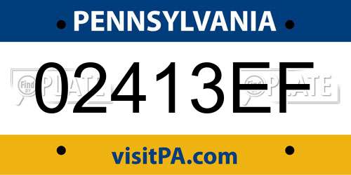 02413EF Pennsylvania License Plate