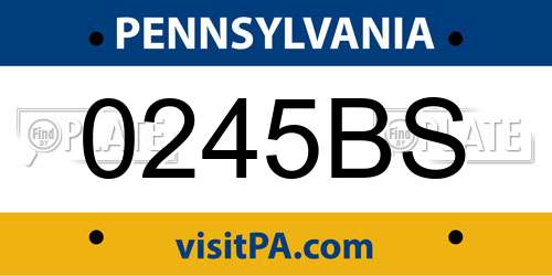 0245BS Pennsylvania License Plate