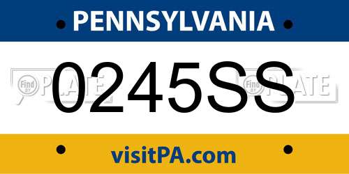 0245SS Pennsylvania License Plate