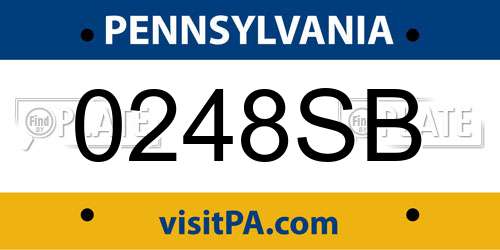 0248SB Pennsylvania License Plate