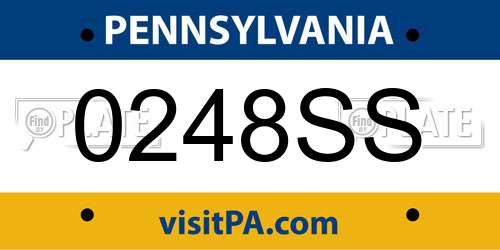 0248SS Pennsylvania License Plate