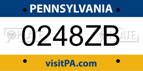 0248ZB Pennsylvania License Plate