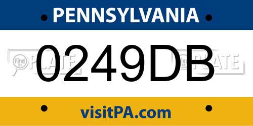 0249DB Pennsylvania License Plate