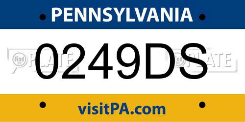 0249DS Pennsylvania License Plate