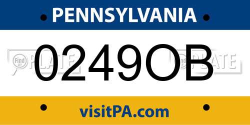 0249OB Pennsylvania License Plate
