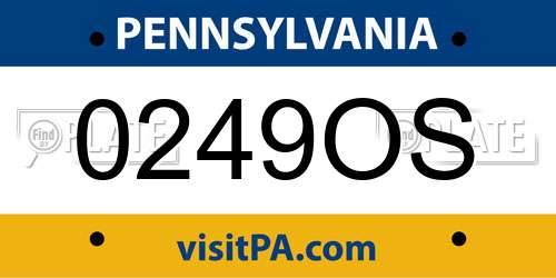 0249OS Pennsylvania License Plate