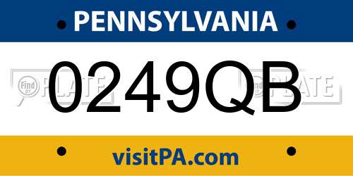 0249QB Pennsylvania License Plate