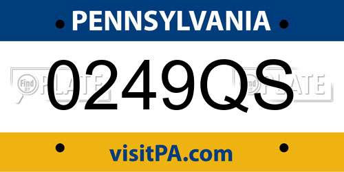 0249QS Pennsylvania License Plate