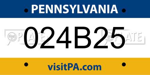 024B25 Pennsylvania License Plate