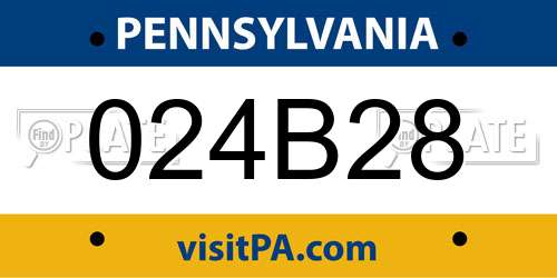 024B28 Pennsylvania License Plate