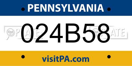 024B58 Pennsylvania License Plate
