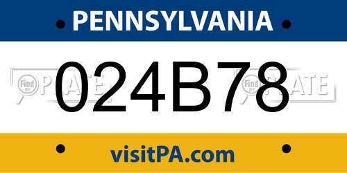 024B78 Pennsylvania License Plate