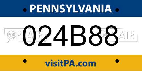 024B88 Pennsylvania License Plate