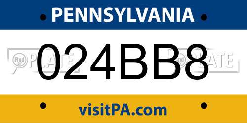 024BB8 Pennsylvania License Plate
