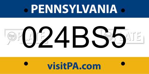 024BS5 Pennsylvania License Plate