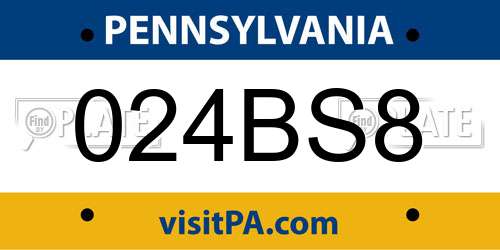 024BS8 Pennsylvania License Plate
