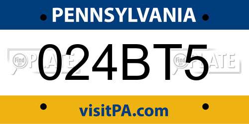 024BT5 Pennsylvania License Plate