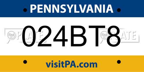 024BT8 Pennsylvania License Plate