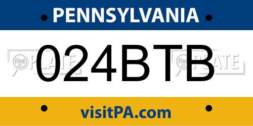 024BTB Pennsylvania License Plate