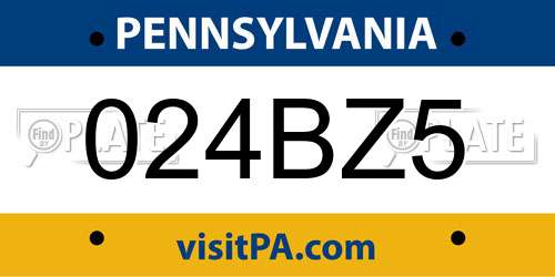 024BZ5 Pennsylvania License Plate