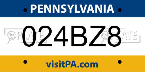 024BZ8 Pennsylvania License Plate