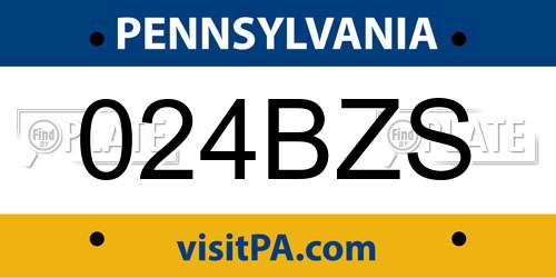 024BZS Pennsylvania License Plate