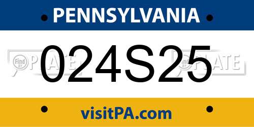 024S25 Pennsylvania License Plate