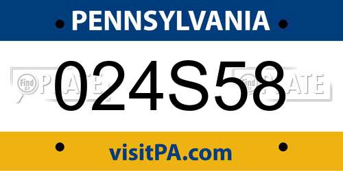 024S58 Pennsylvania License Plate