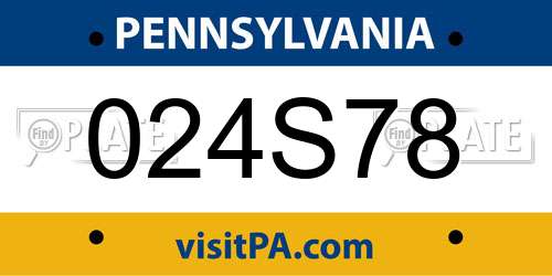 024S78 Pennsylvania License Plate