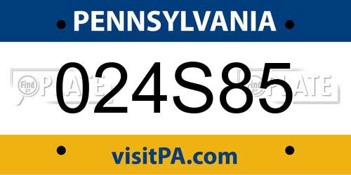 024S85 Pennsylvania License Plate