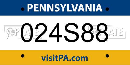 024S88 Pennsylvania License Plate
