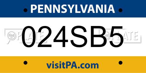 024SB5 Pennsylvania License Plate