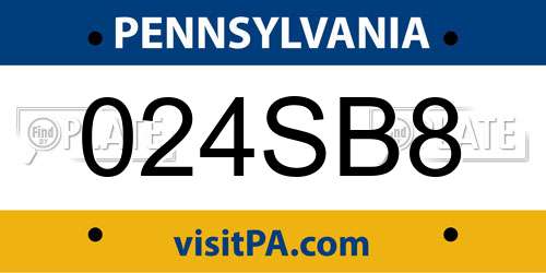 024SB8 Pennsylvania License Plate
