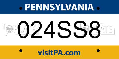 024SS8 Pennsylvania License Plate