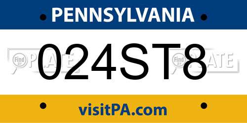024ST8 Pennsylvania License Plate