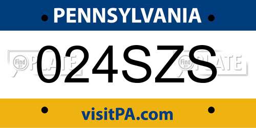 024SZS Pennsylvania License Plate