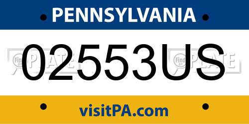 02553US Pennsylvania License Plate