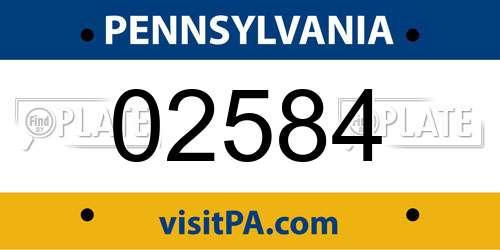 02584 Pennsylvania License Plate