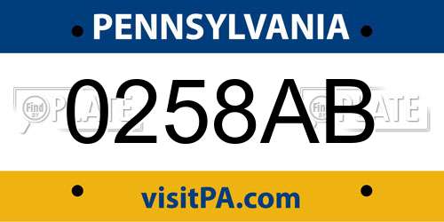 0258AB Pennsylvania License Plate