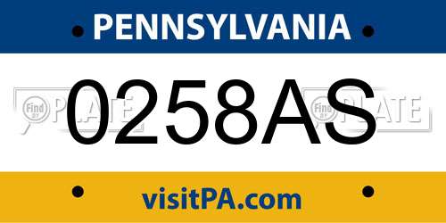 0258AS Pennsylvania License Plate