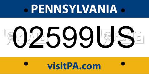 02599US Pennsylvania License Plate