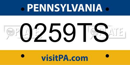 0259TS Pennsylvania License Plate