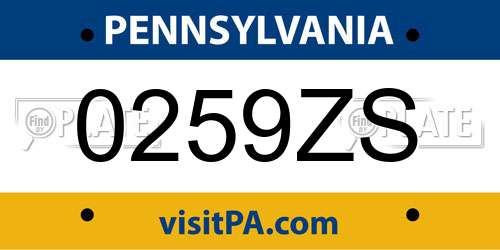 0259ZS Pennsylvania License Plate