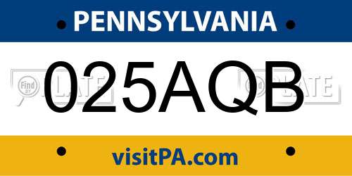 025AQB Pennsylvania License Plate