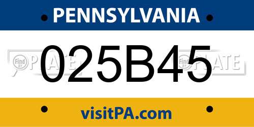025B45 Pennsylvania License Plate
