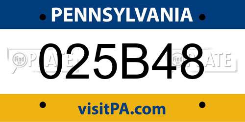 025B48 Pennsylvania License Plate