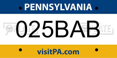 025BAB Pennsylvania License Plate