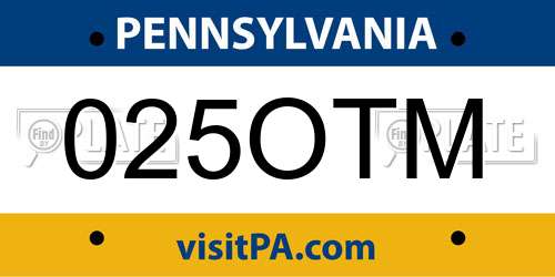 025OTM Pennsylvania License Plate